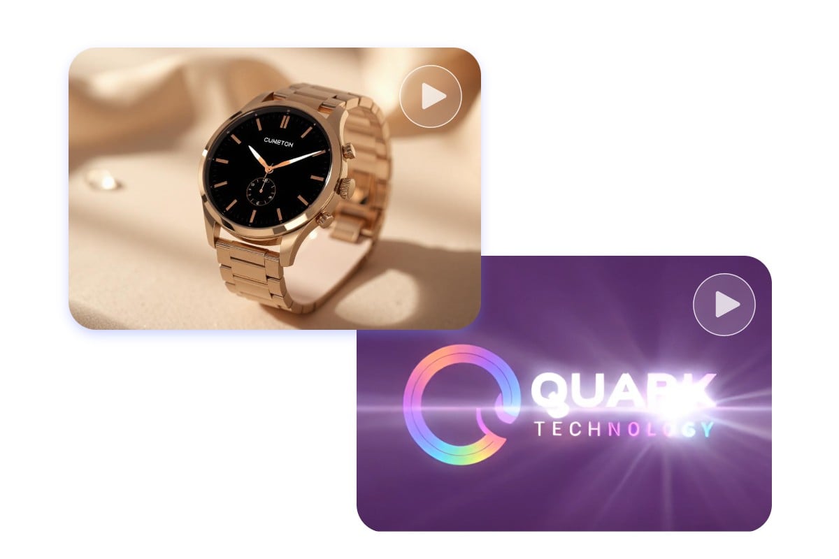 Create AI generated videos showcasing product displays and logo animations for marketing and business purposes