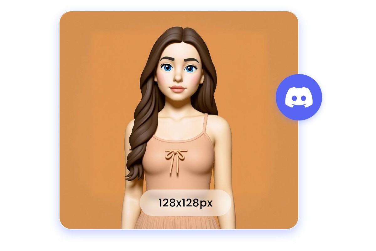 Create a discord image of a woman wearing a pink suit in 128x128px