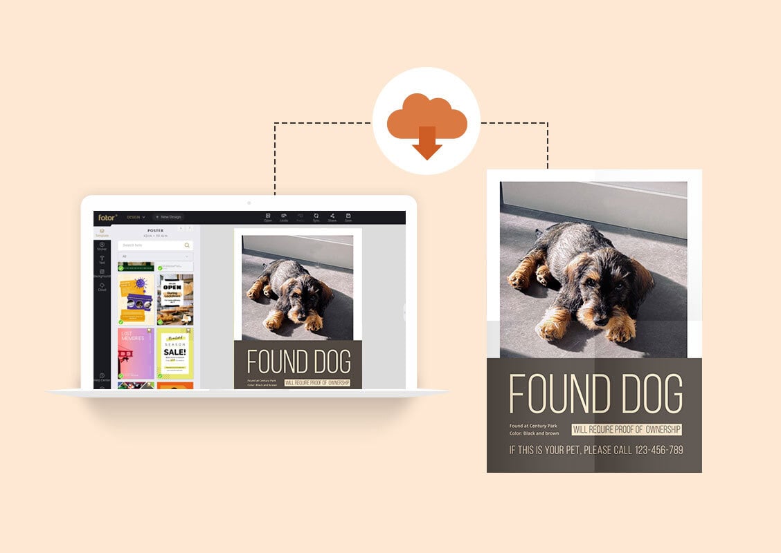 Create a found pet poster with Fotor