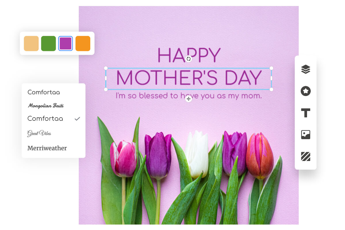 Design a mothers day post using a purple flower background