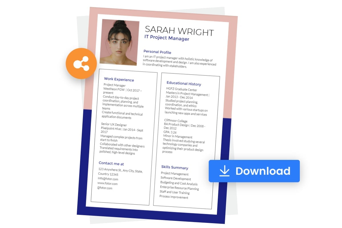 Download and share resume in high quality