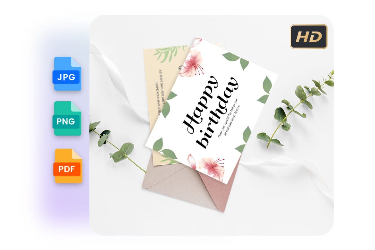 Download cards in high quality formats for printing and sharing online