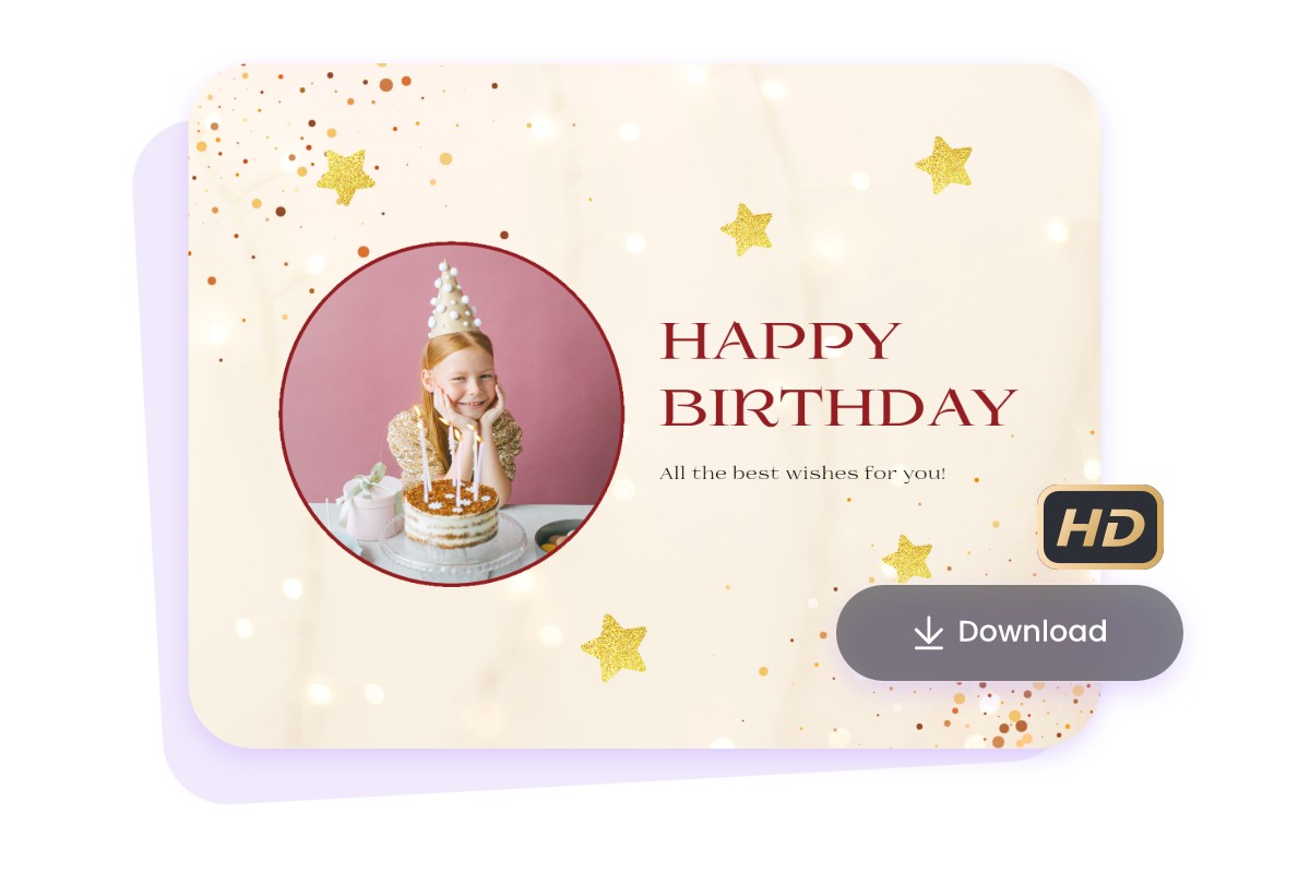 Download your birthday card design in high quality for print or sharing online