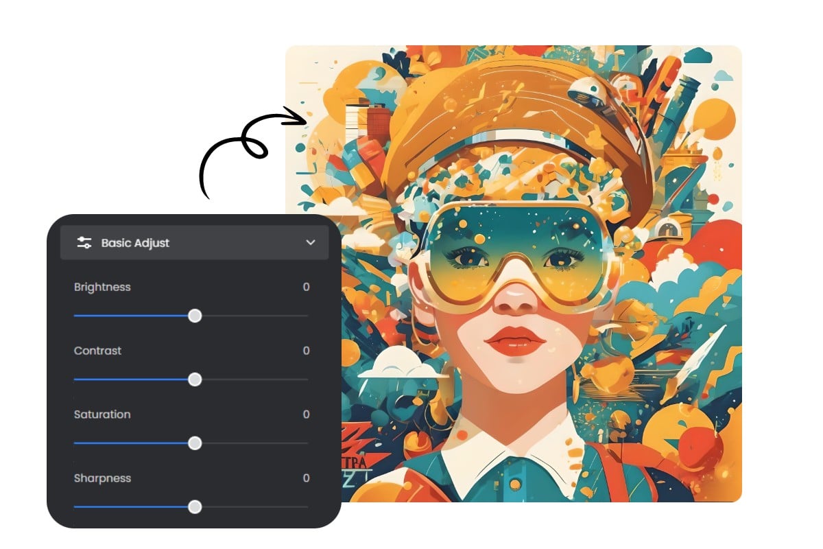 Edit one image of a cartoon girl in gif format with Fotor online photo editor