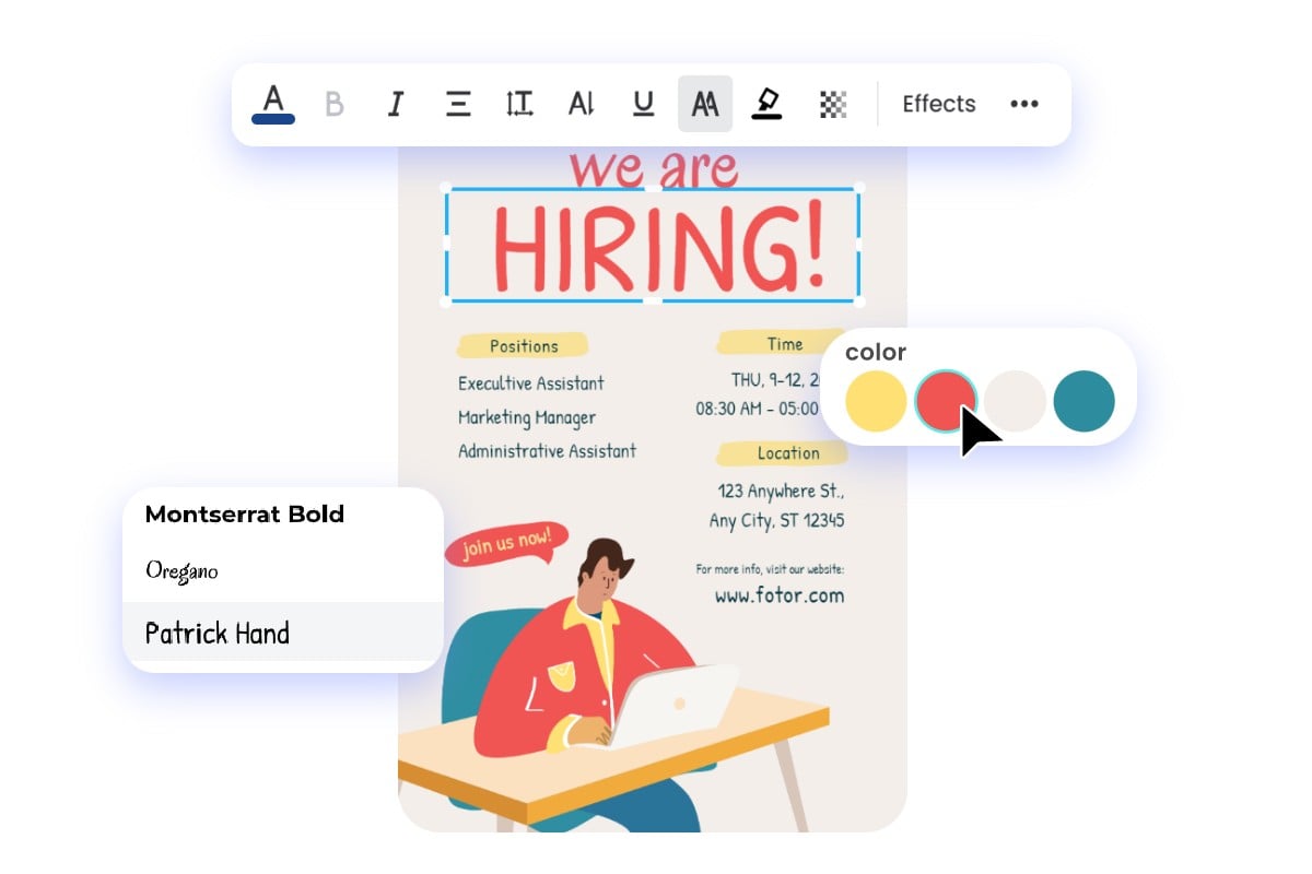 Edit the text font and color add slogon to your flyer with our flyer maker