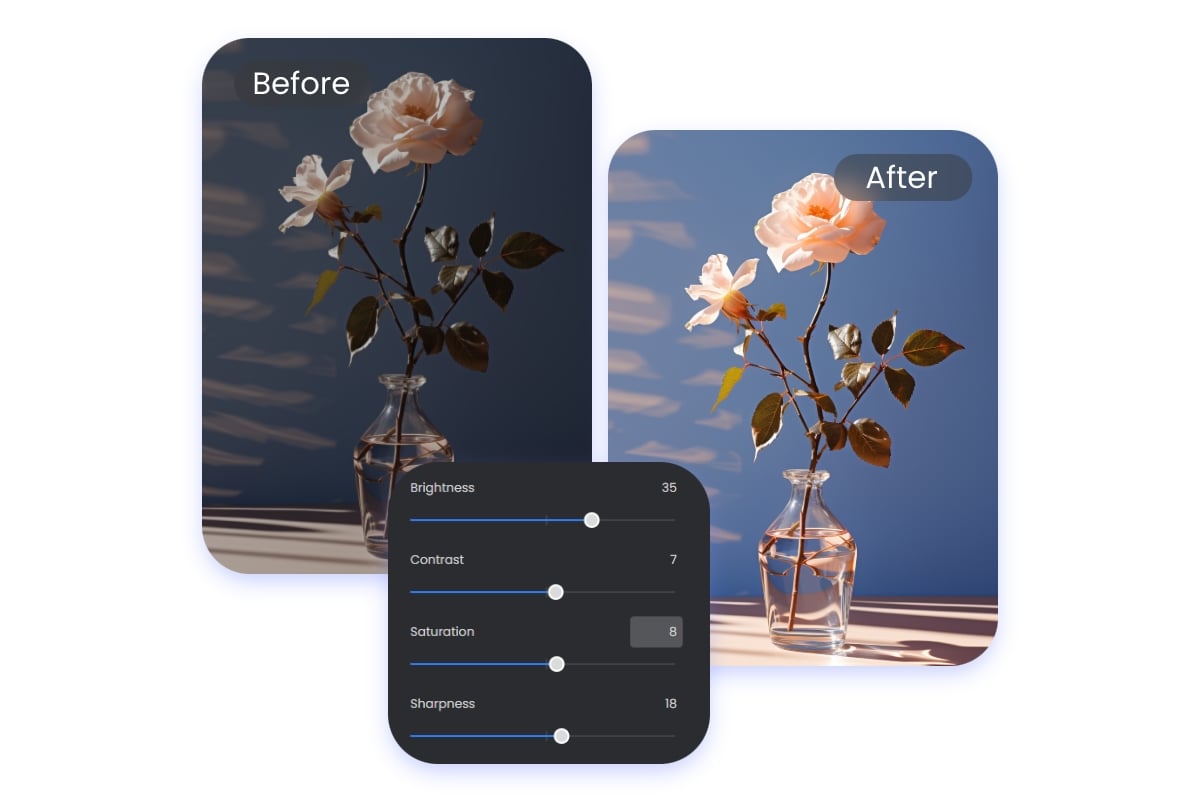 Enhance a photo of flowers with various options
