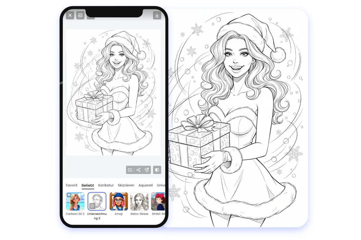 Erstellen Sie jederzeit und überall einzigartige Weihnachts Ausmalbilder