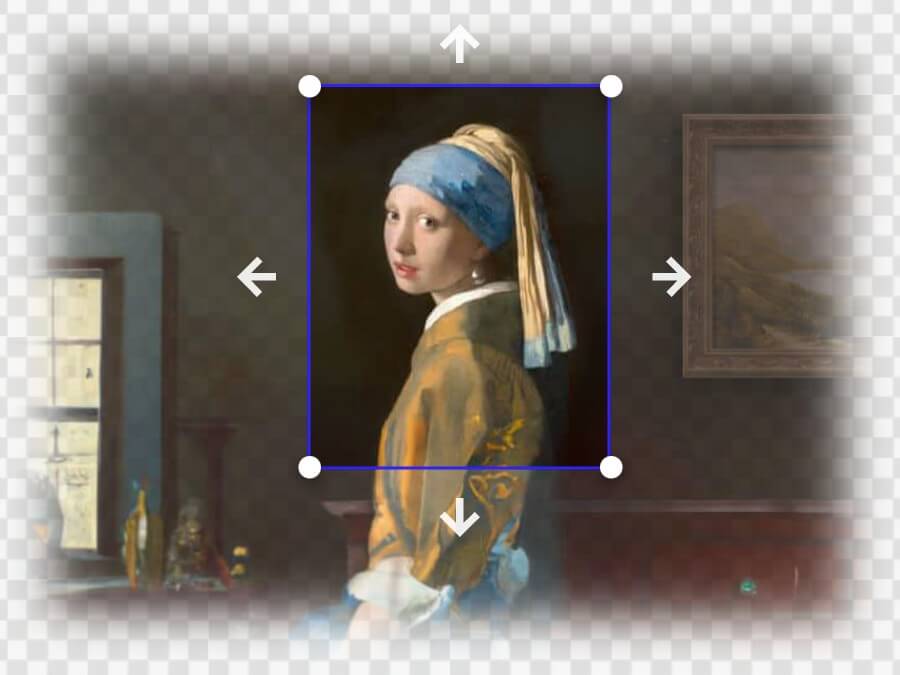 Extended artwork of girl with a pearl earring using Fotor AI photo editor