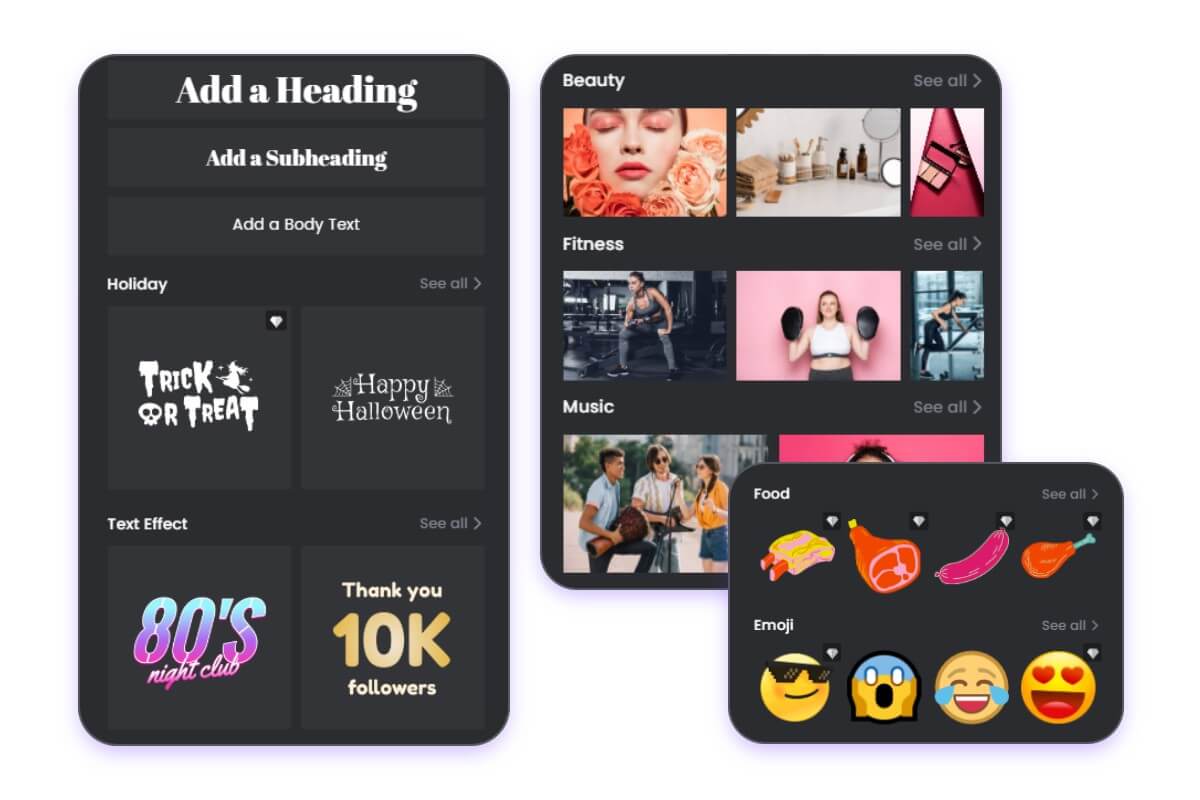 Extensive library of images illustrations icons fonts and poster backgrounds to enhance your poster design