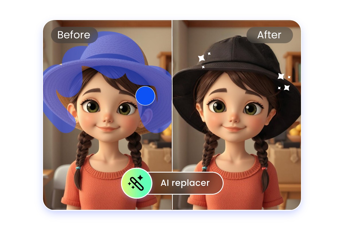 Fotor AI replace tool before and after effect