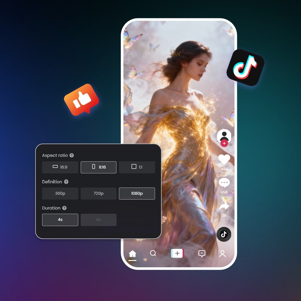 Fotor AI video generator output ratios perfect for any social media plaforms like Tik Tok and You Tube