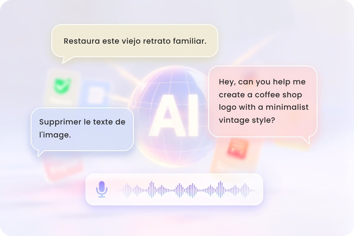 Fotor AI voice assistant supporting global creators in multiple languages via voice or text commands
