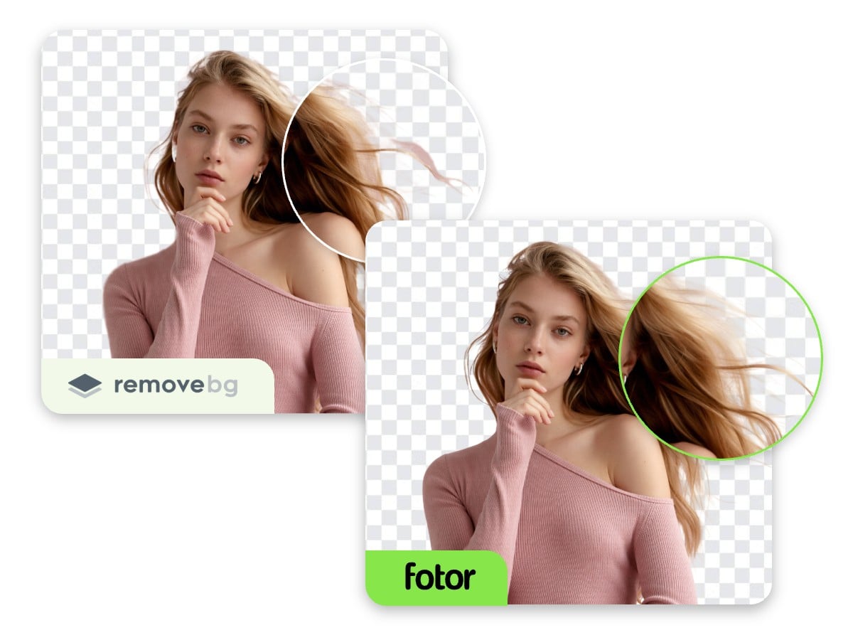 Fotor free background remover preserves more details and creates cleaner cutouts