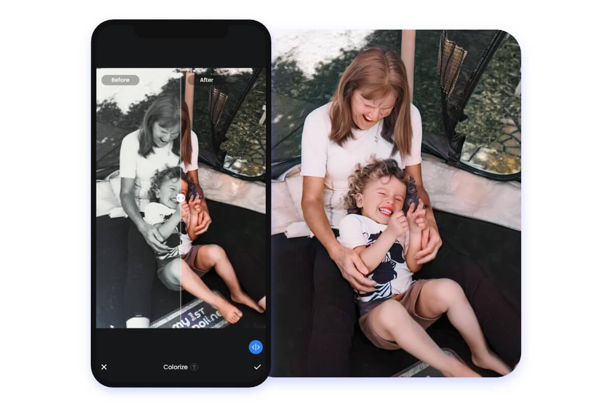 Fotor mobile app to change black and white photos to color on the go