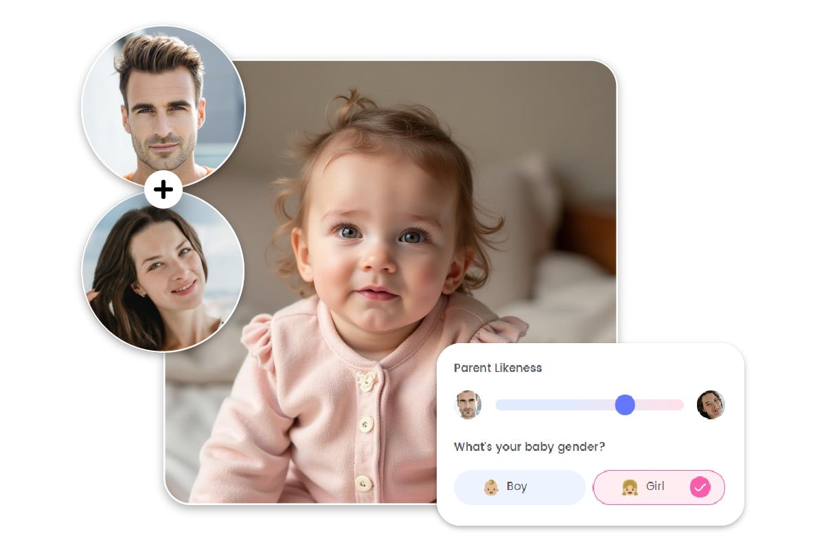 Fotor online baby face genereator with options for parents likeliness and baby gender