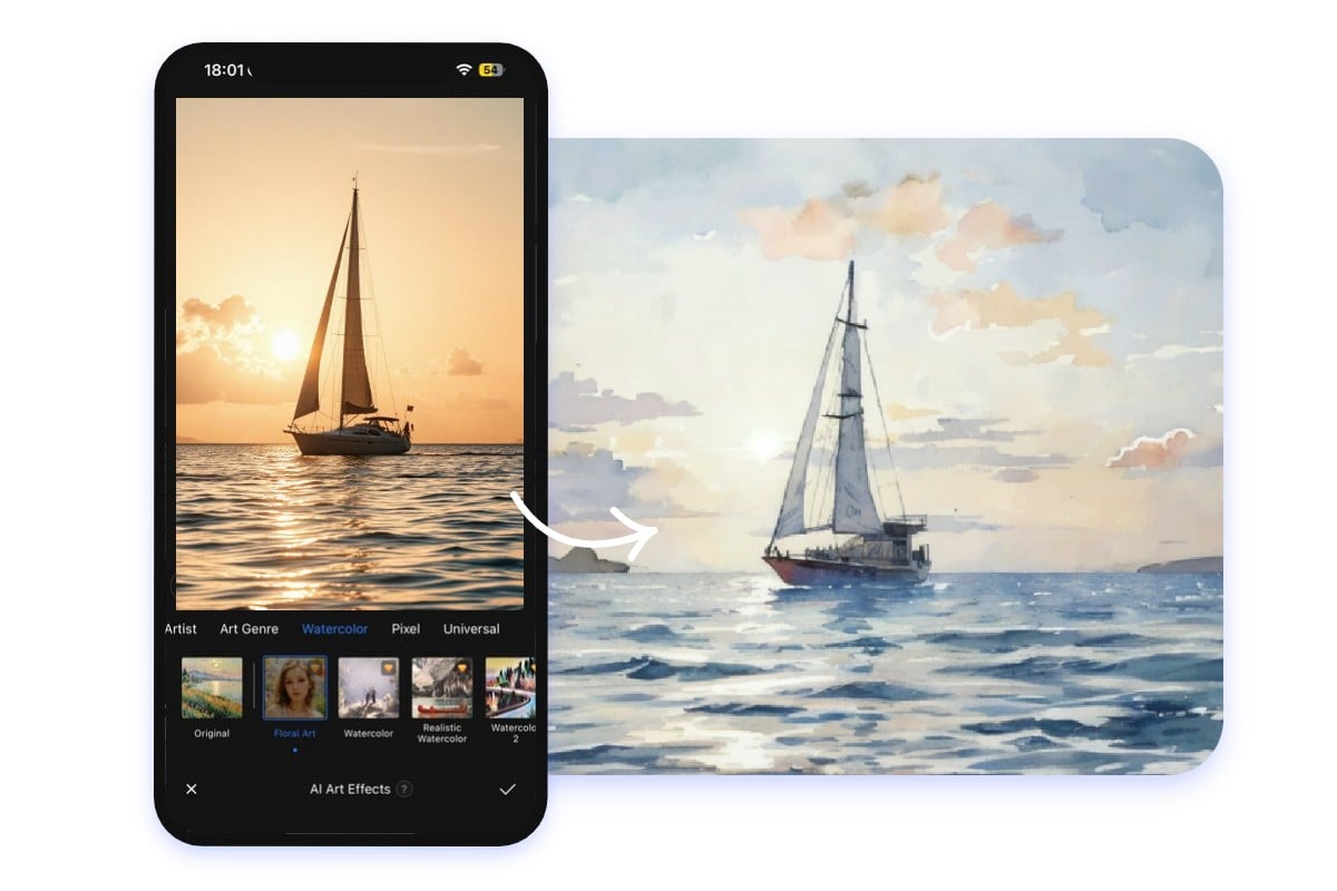 Fotor photo to watercolor generator app