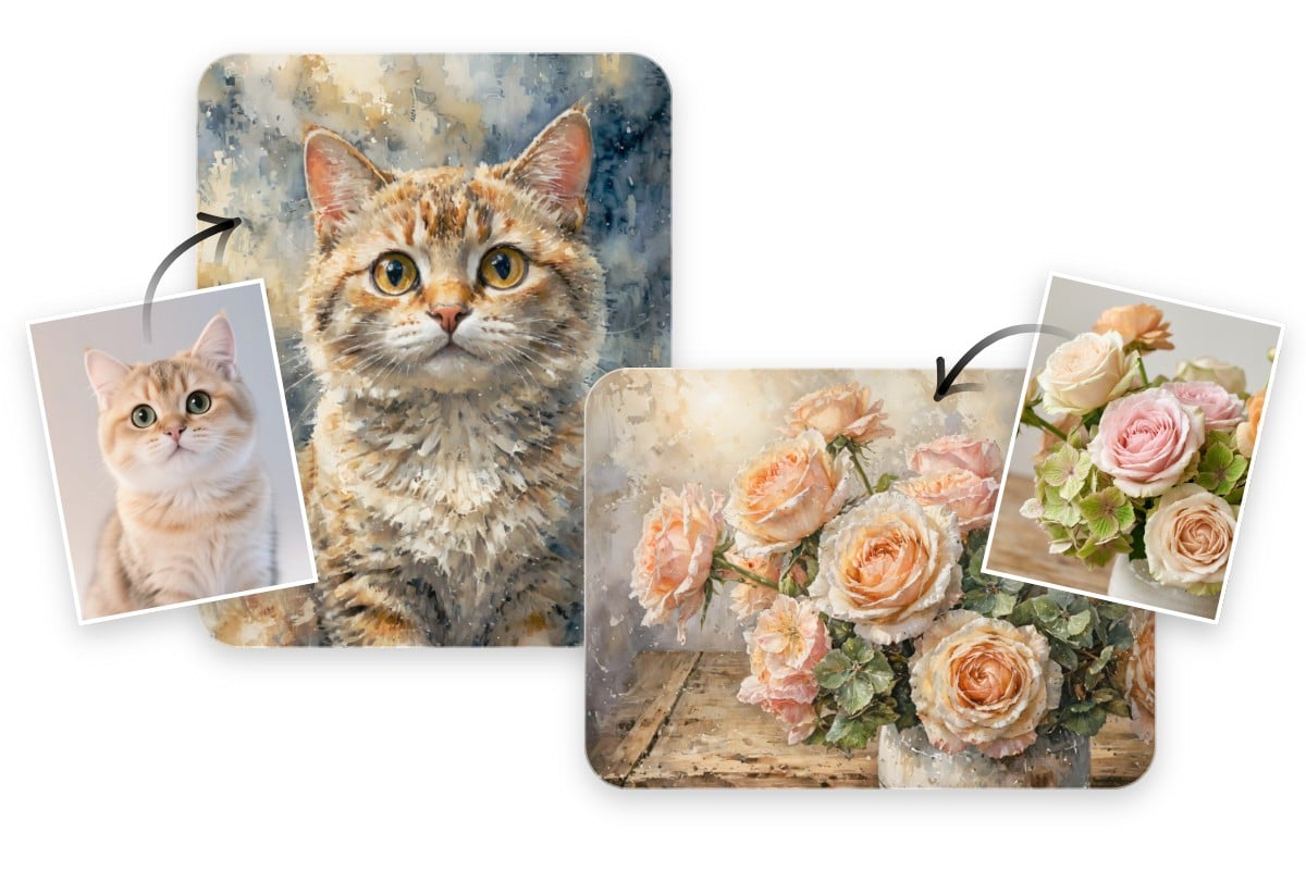 Fotor watercolor filter for pet or flowers images