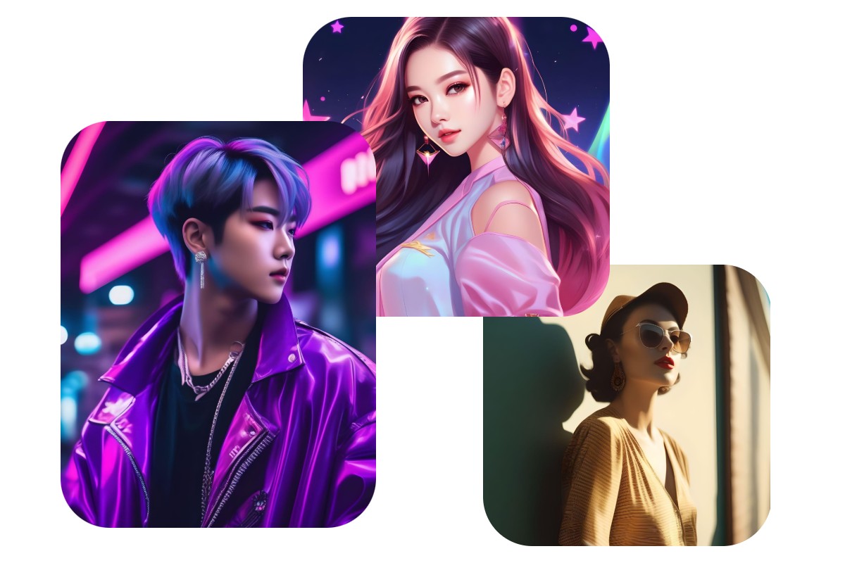 FotorのAIアイドル生成で異なるスタイルのアイドルイラストを生成する