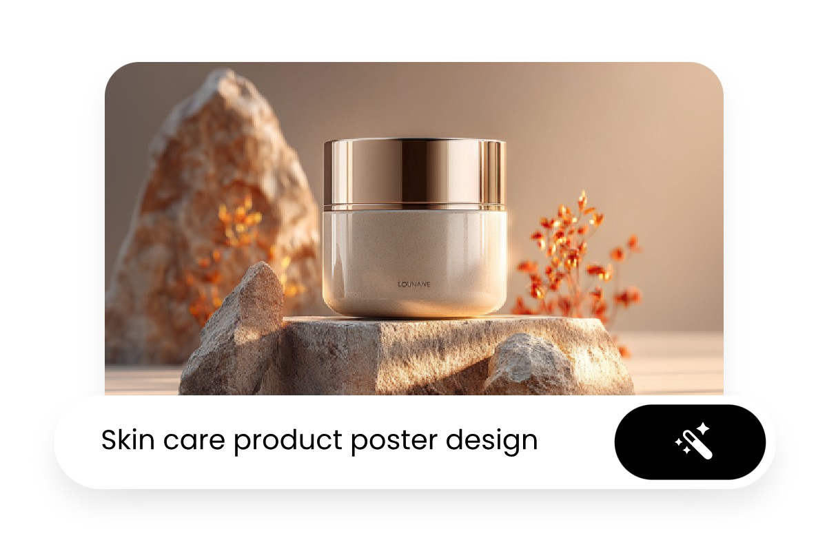 Generate AI skincare product design image from text input