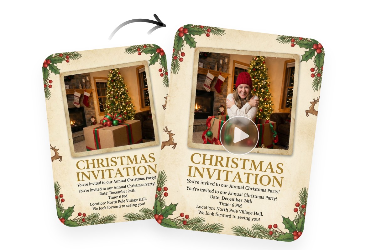 Generate a christmas video invitaion with fotor