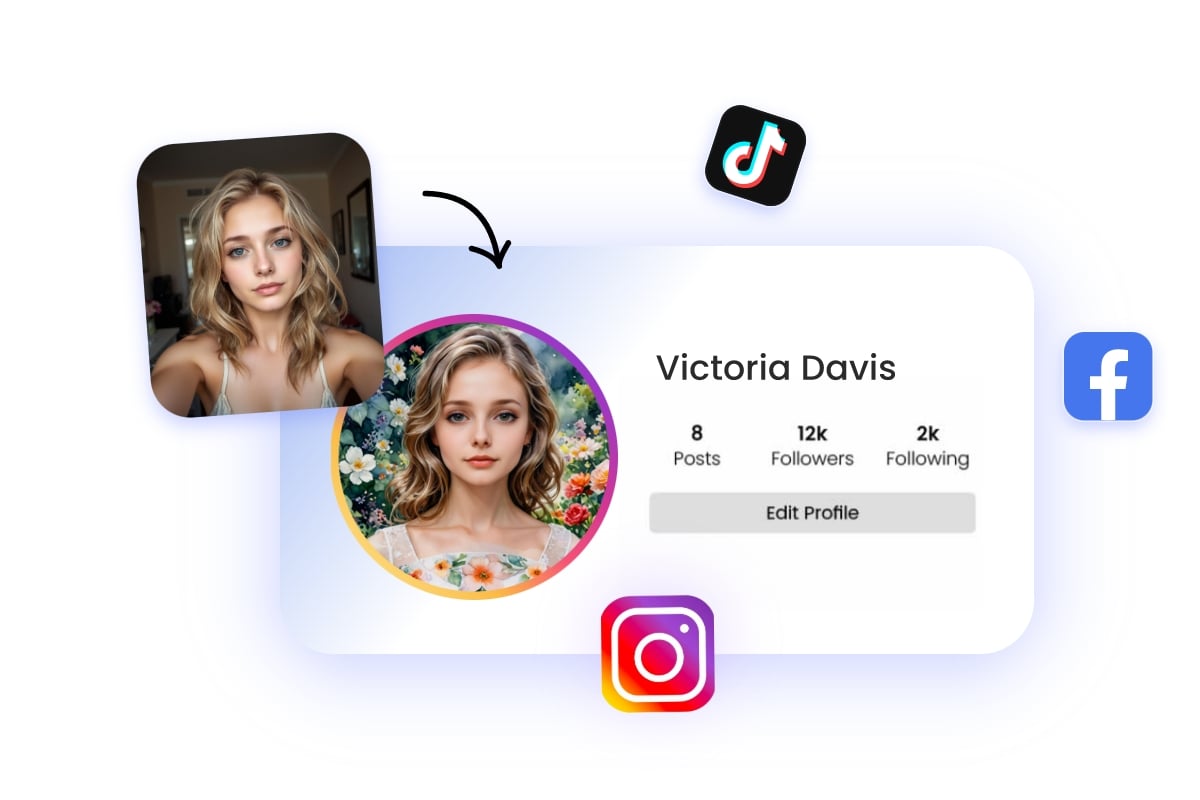 Generate a professional female avatar for Instagram profile