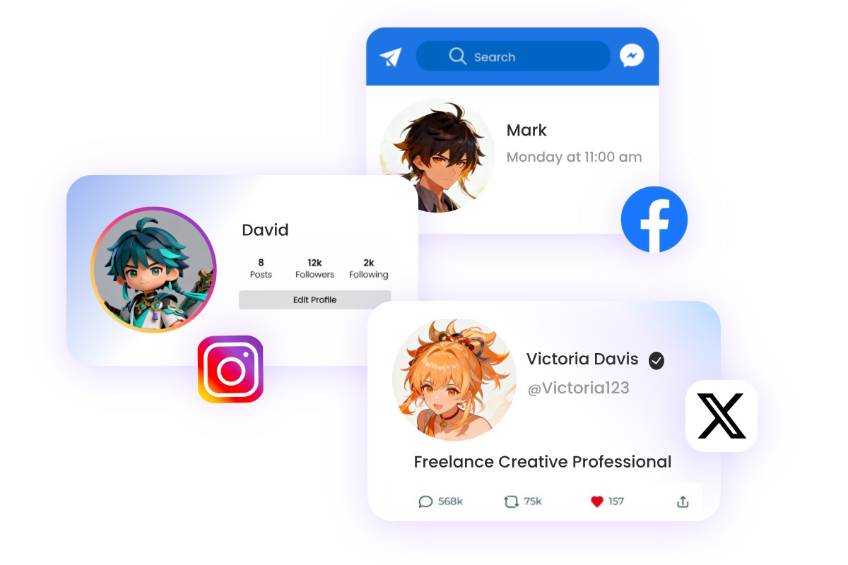 Generate ai genshin impact characters and use them as pfps for social media