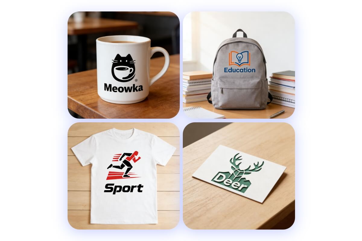 Generate four different product mockups from text in fotor