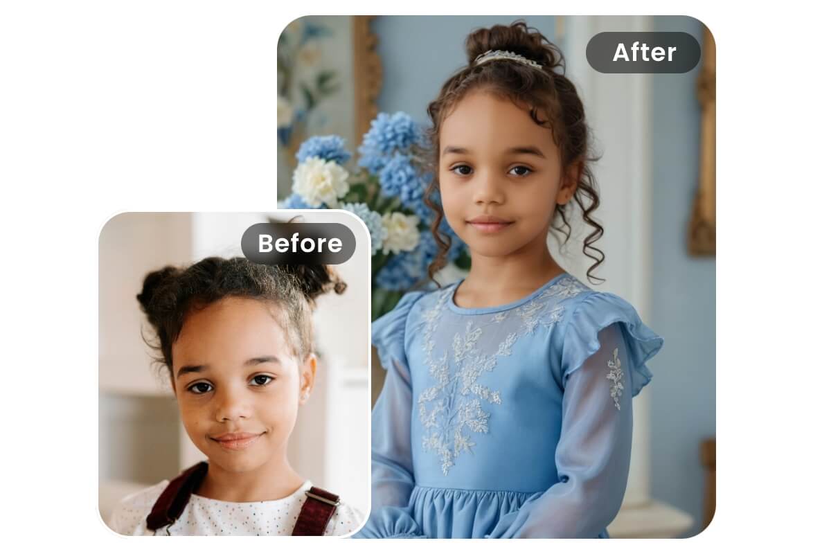 Generate realistic AI headshots for kids