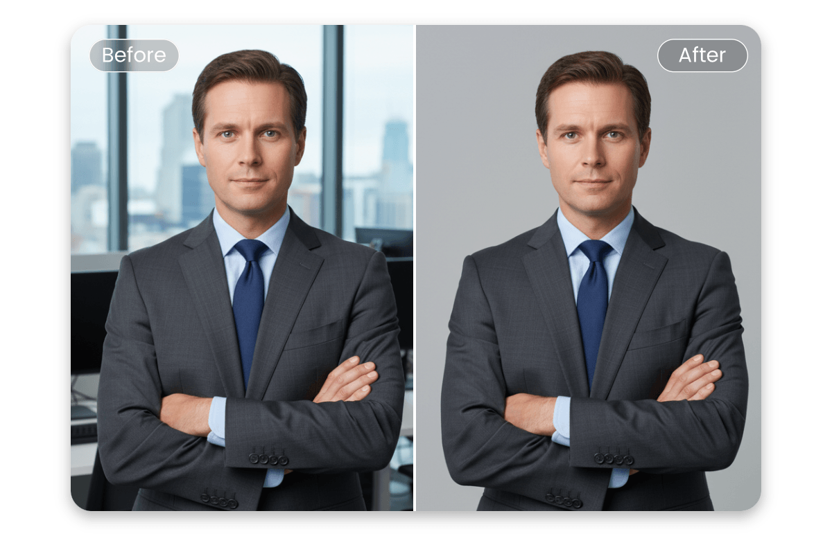 Hintergrund eines Portraets in grauen Hintergrund aendern