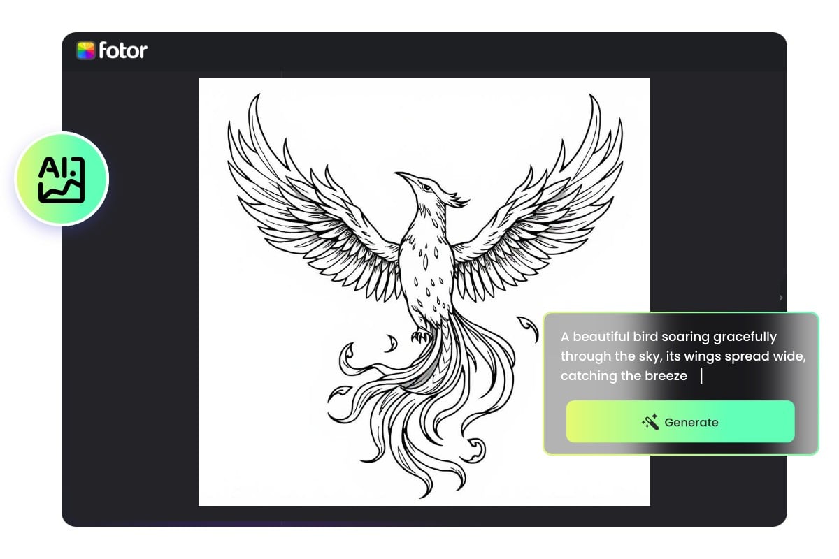 How to generate a beautiful bird from text with fotor ai line art maker