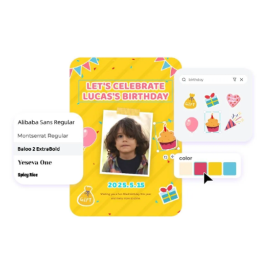 Image montrant les modèles les fonctions et les polices du concepteur graphique en ligne de Fotor