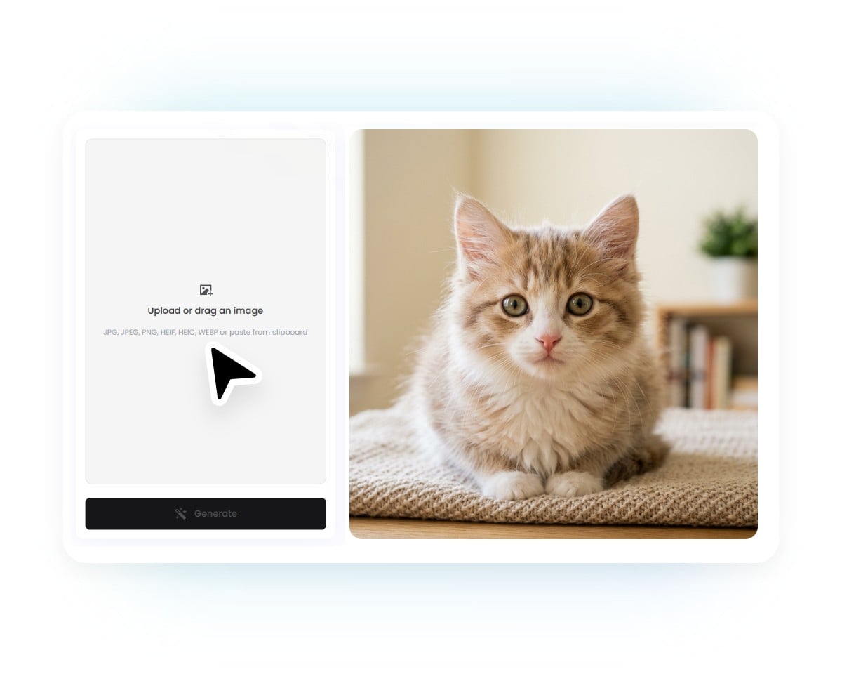 Lade dein Bild durch Ziehen oder per Klick in Fotor Tool hoch
