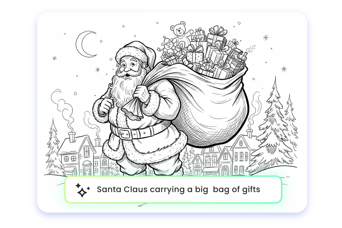 Kreative Weihnachts Ausmalbilder aus Texteingaben