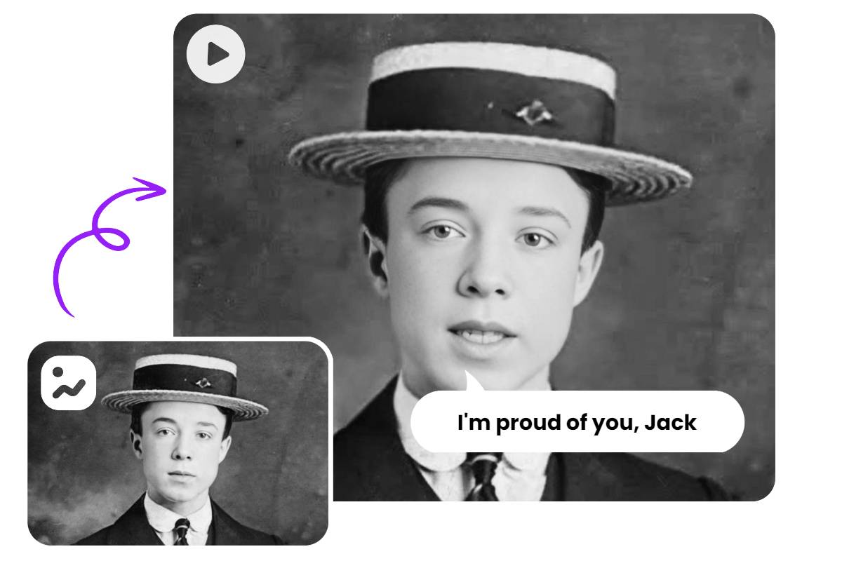 Make old photograph move and speak using Fotor AI face animator