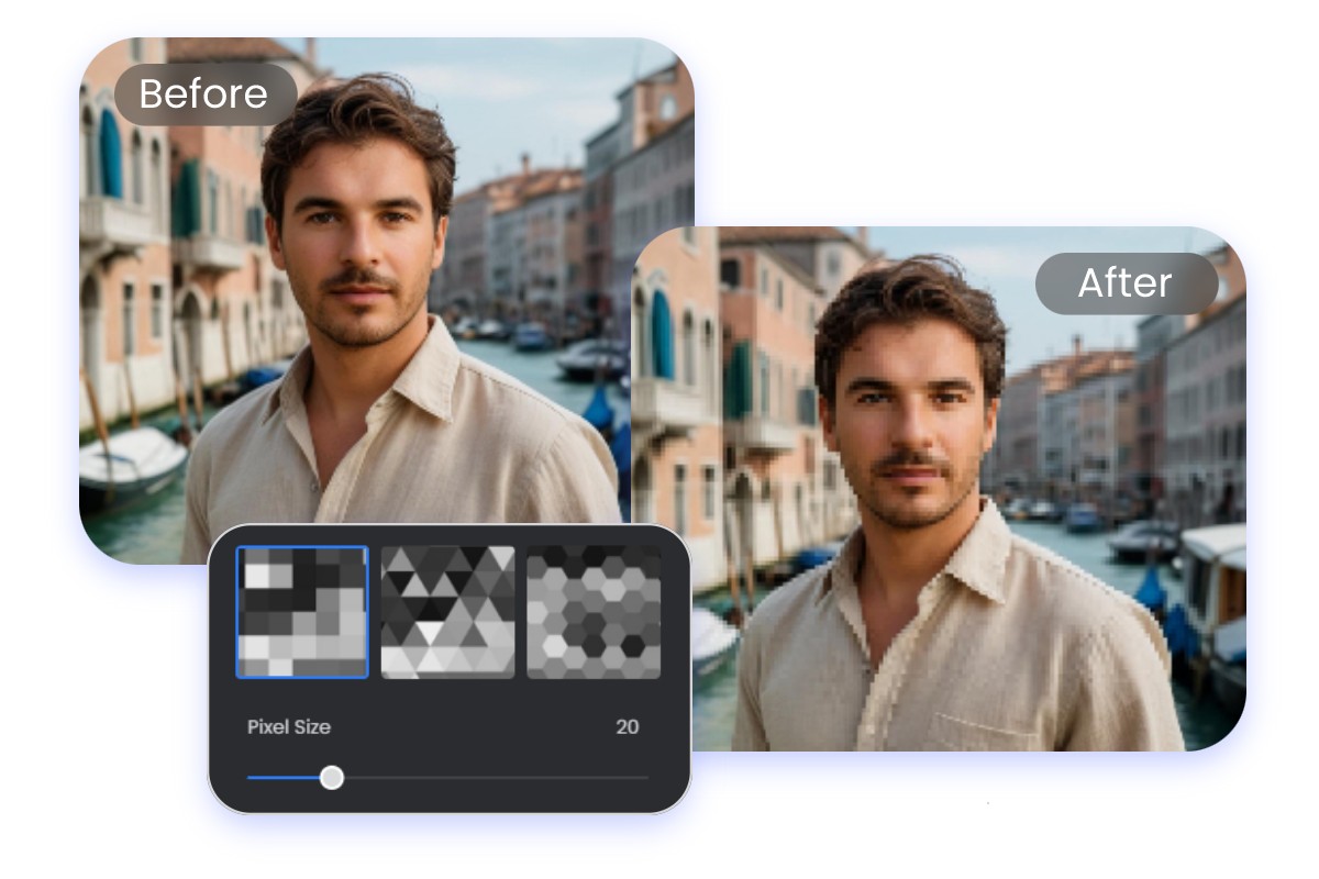 Manually turn photo into pixel art with our photo mosaics