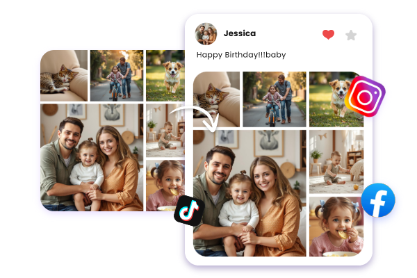 Mehrere Bilder zusammenfügen und auf sozialen Medien teilen