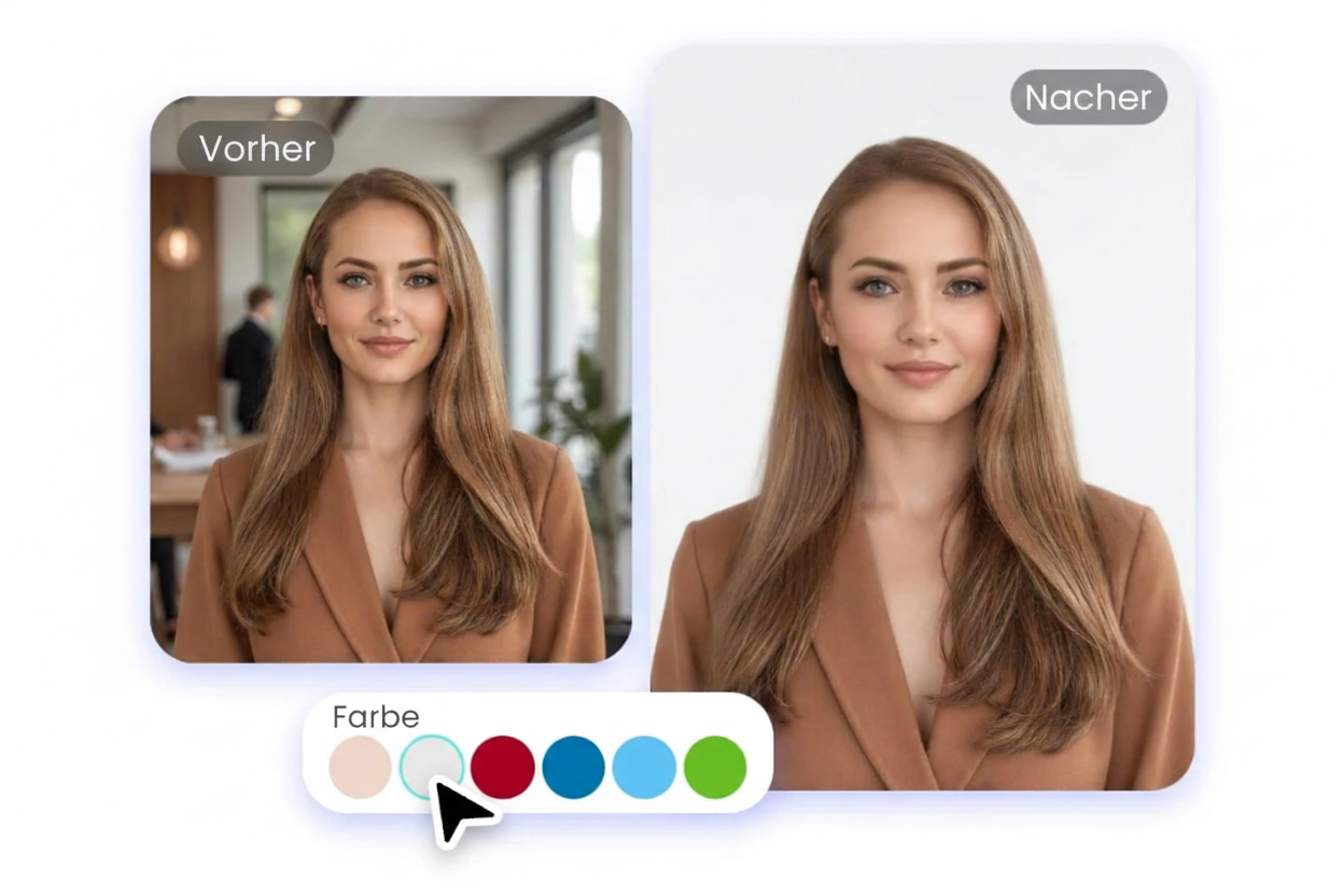 Mit Fotor laesst sich der Hintergrund eines Passfotos schnell und korrekt auf Grau aendern