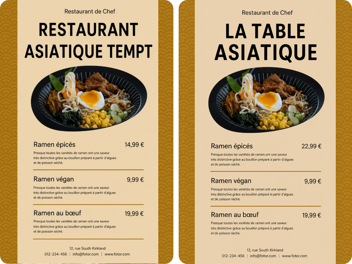 Modifier le texte de votre menu en un seul clic