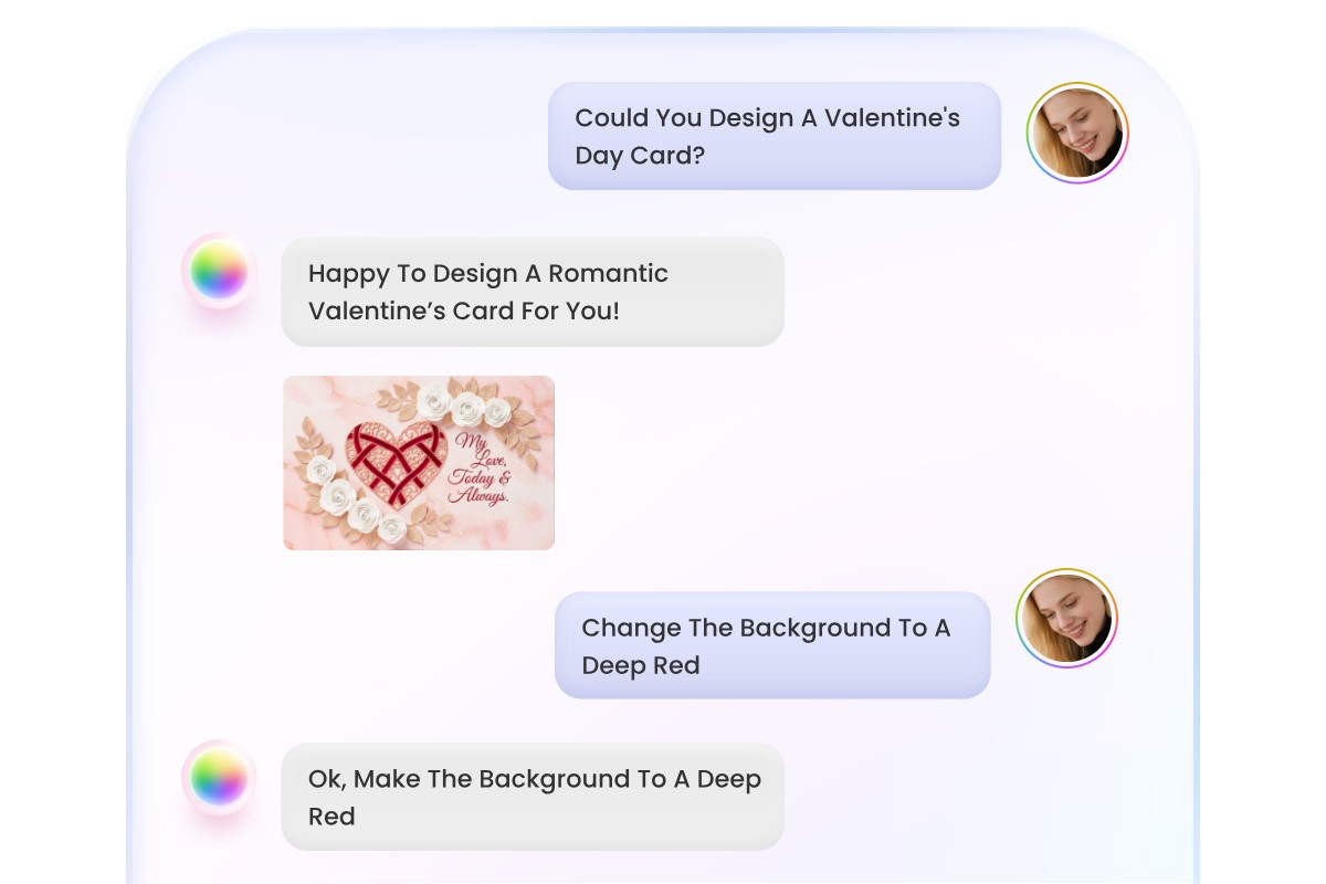 Per Chat mit dem KI Agent Sisi deine interaktive Erstellung von der Valentinskarte durchfuehren