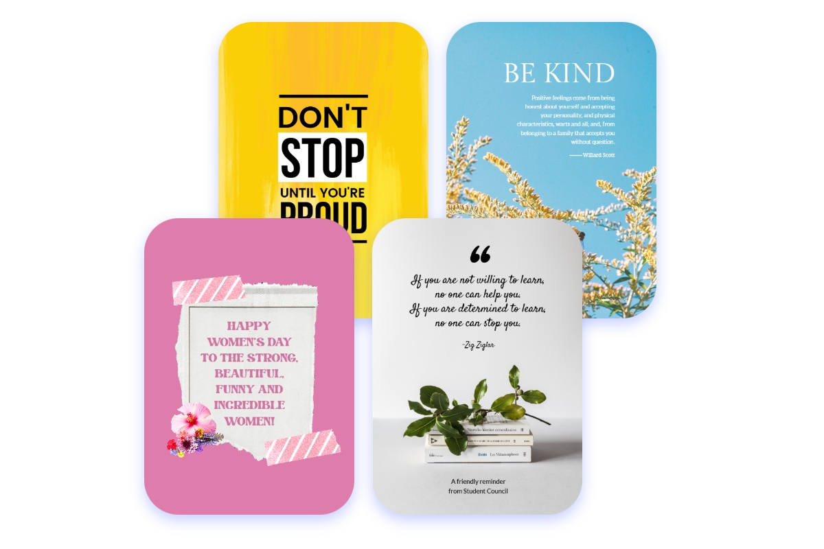 Presentation of four quote poster templates