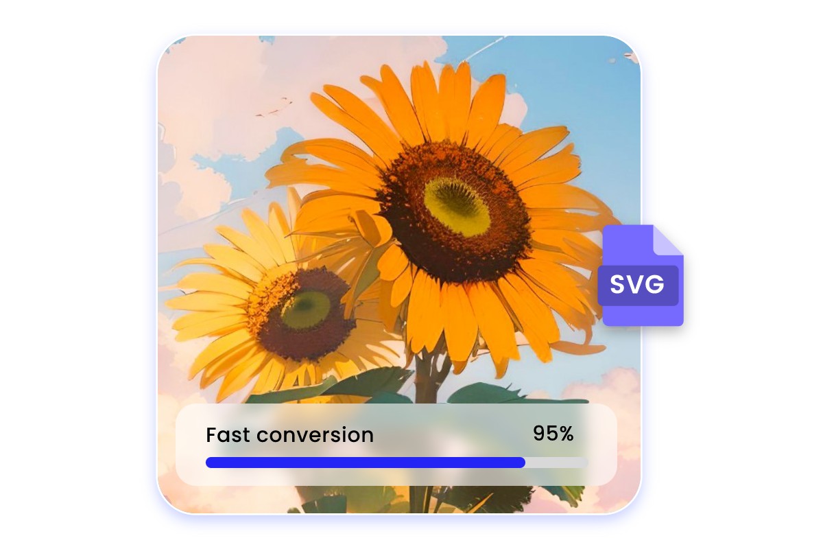 Quickly vectorize a sunflower png image to svg format using fotor online png to svg converter