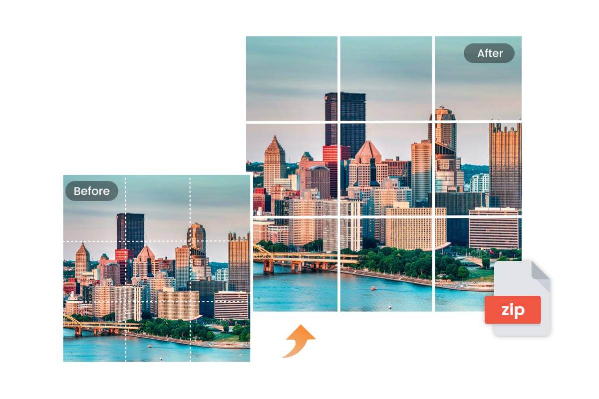 Rasterize an image to multiple pages and combine them into a huge wall art poster using Fotor wall art generator