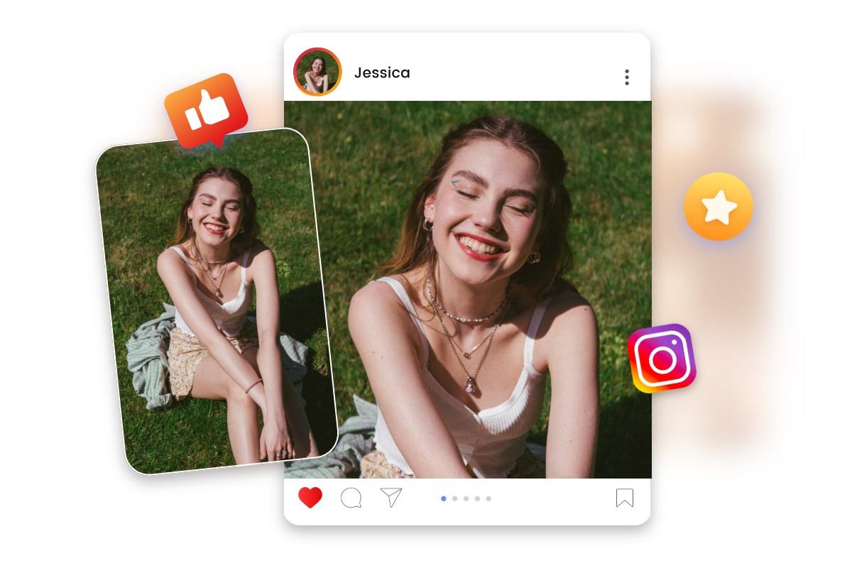 Recadrer une image dune femme souriante pour les réseaux sociaux