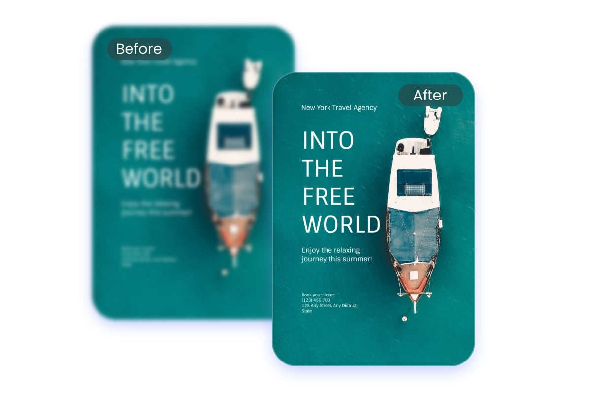 Remove the blur from text of a green free world poster