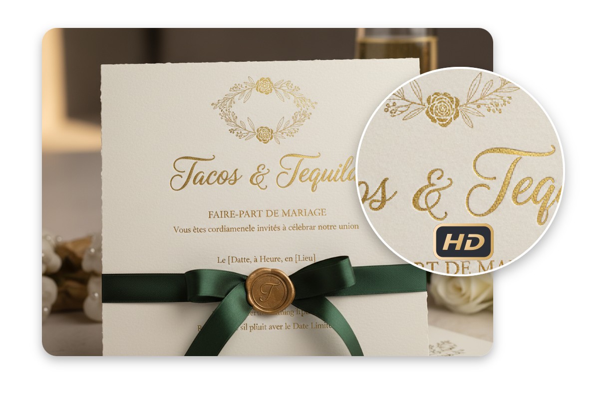 Résultat haute qualité pour limpression de votre faire part personnalisé