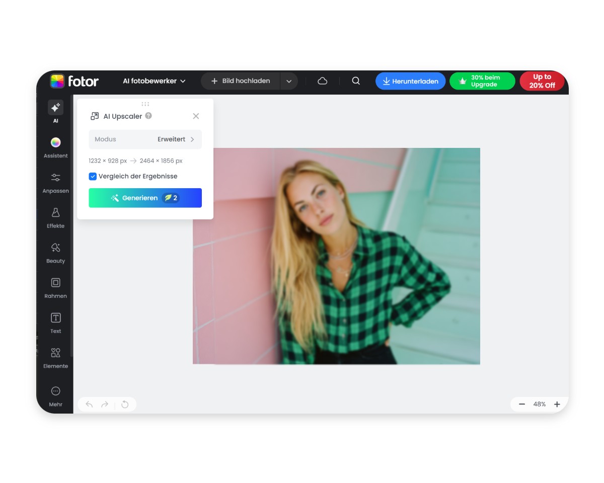 Schritt 2 KI macht das hochgeladenen Bild automatisch scharf