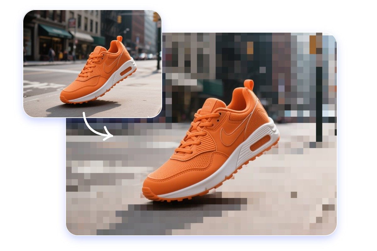 Schuhe im Bild verwischen und Text hinzufügen