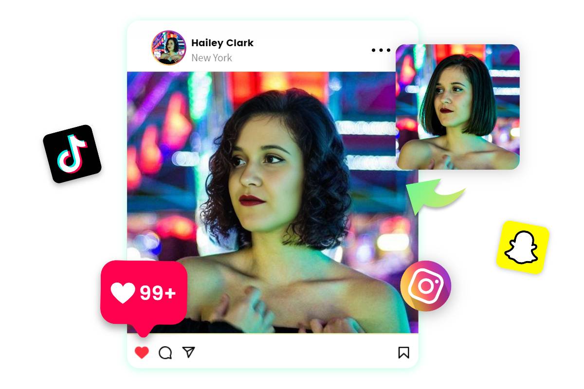 Share virtual curls to social media