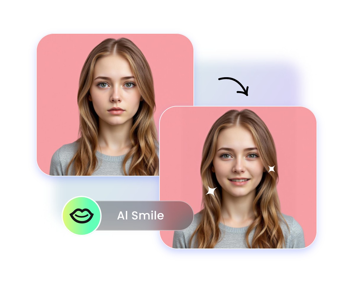 Step 2 choose a smile filter and watch as the AI automaticallly add a smile to your photo