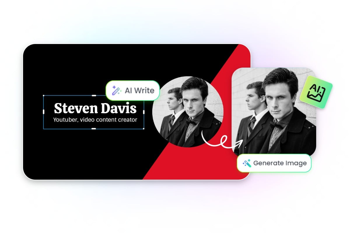 use fotor as an ai business card maker to create a black and red business card with ai